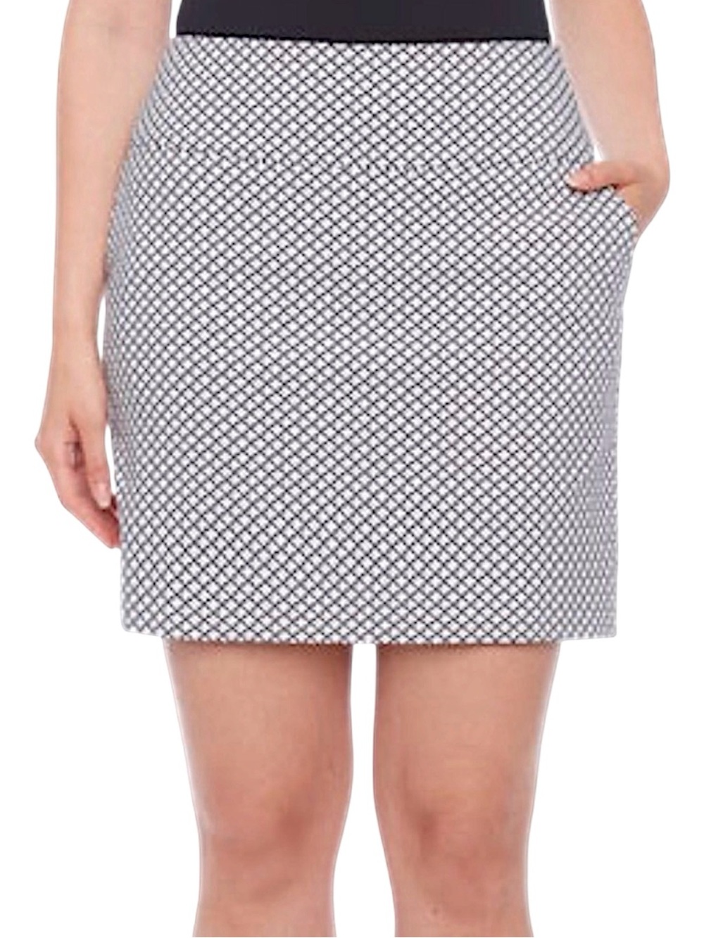 New Up! White/Black Patterned 360 Degree Tummy Control Pull On Skort (S)